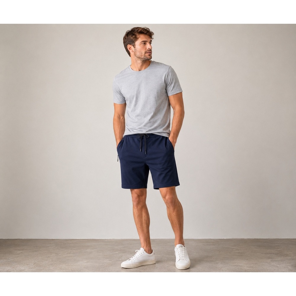 Mack Weldon Ace Sweatshort Navy Blue Mens Size L Cotton Blend French Terry
